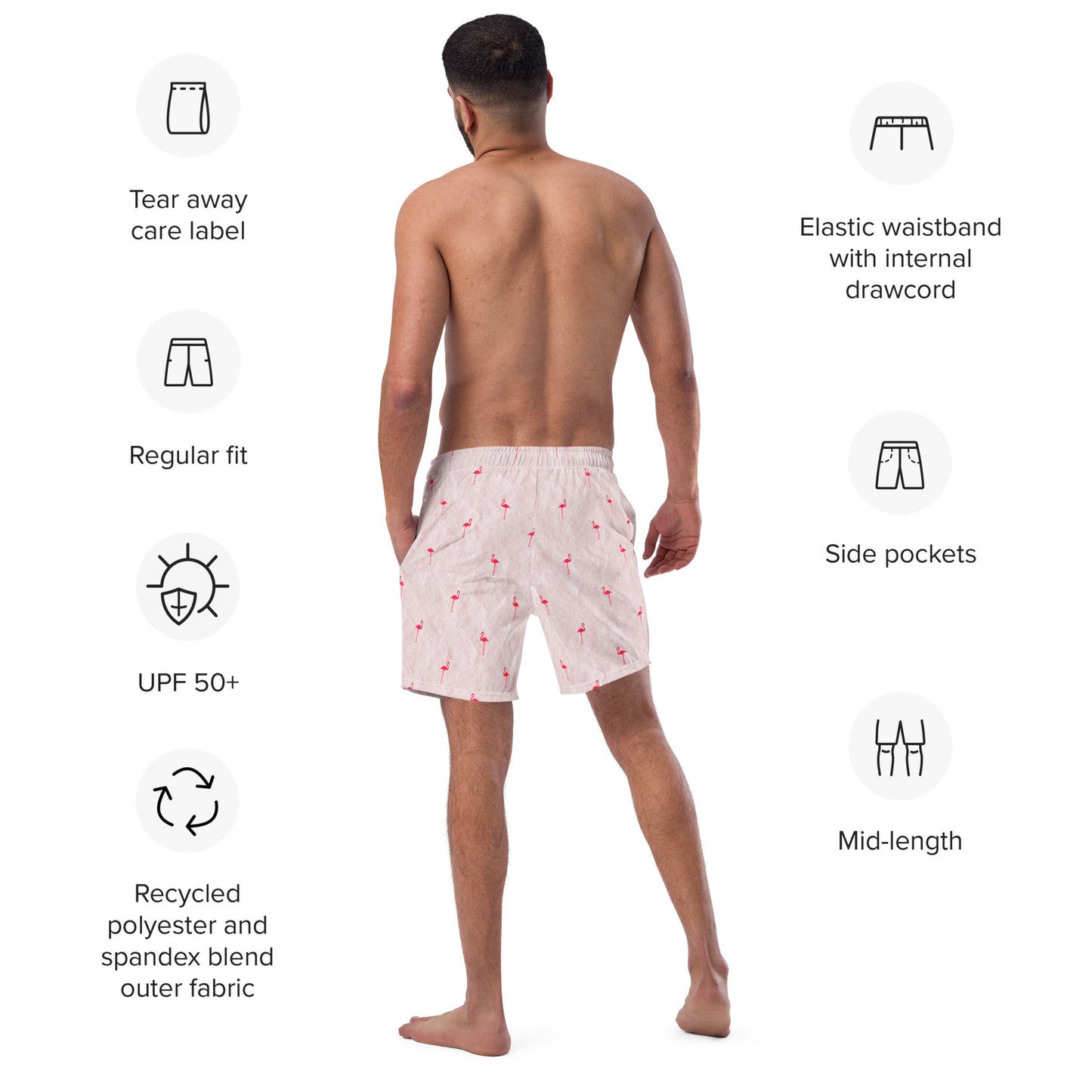 Men's flamingo swim trunks