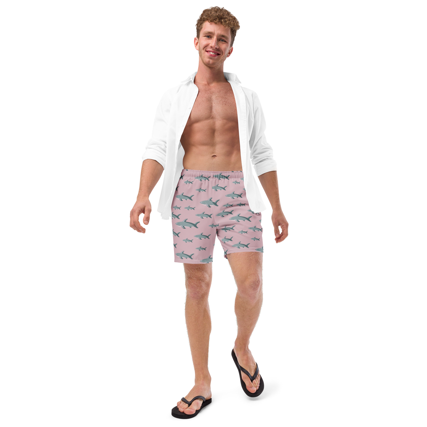 Men's Pink Sharks swim trunks