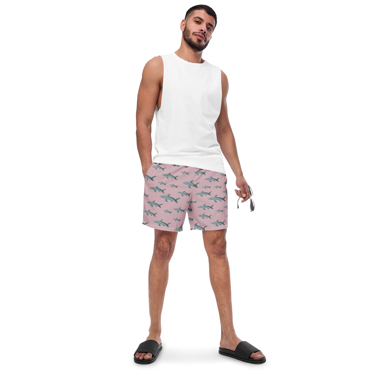 Men's Pink Sharks swim trunks