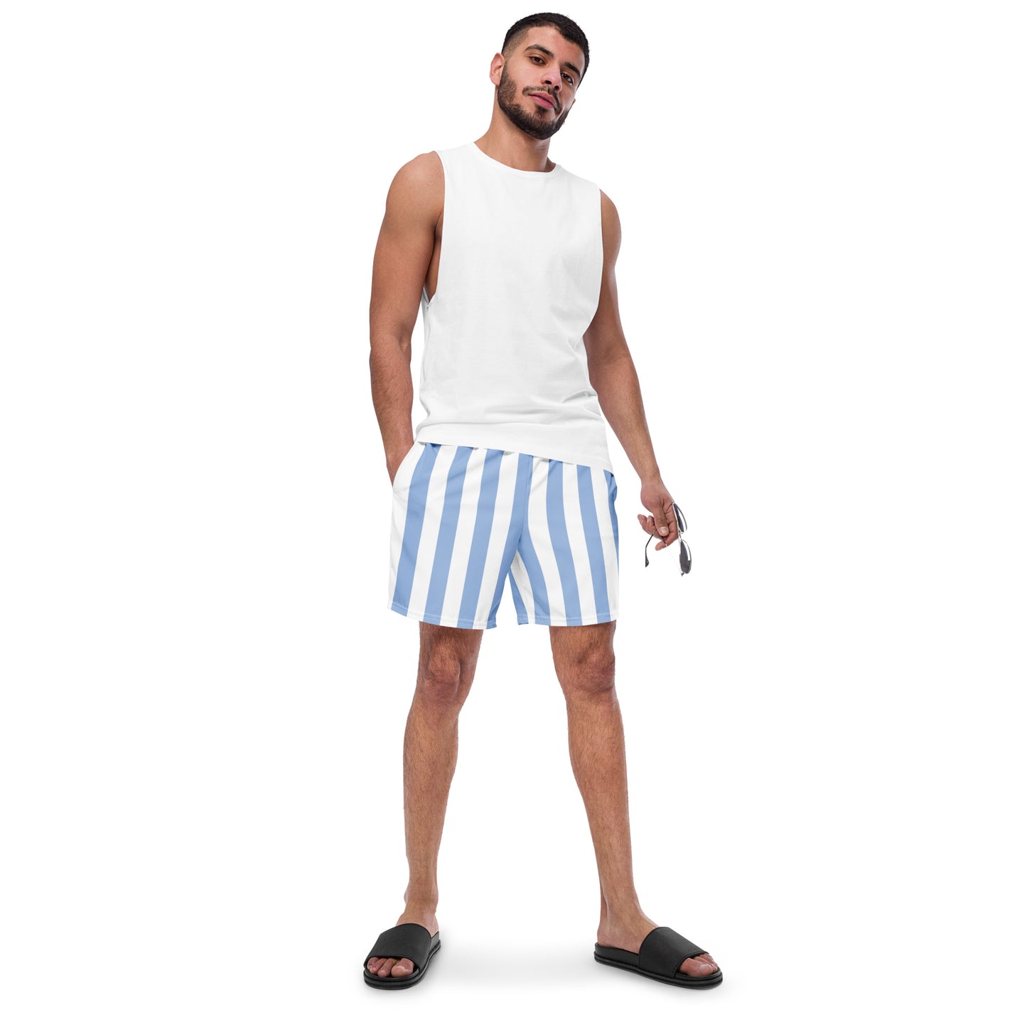 Men's Light Blue Stripes swim trunks