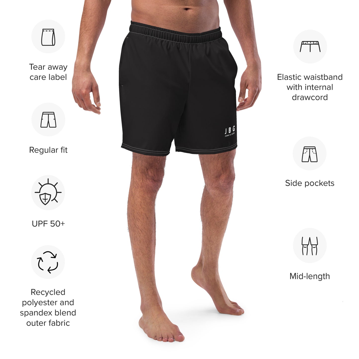 Men's Classic Black swim trunks