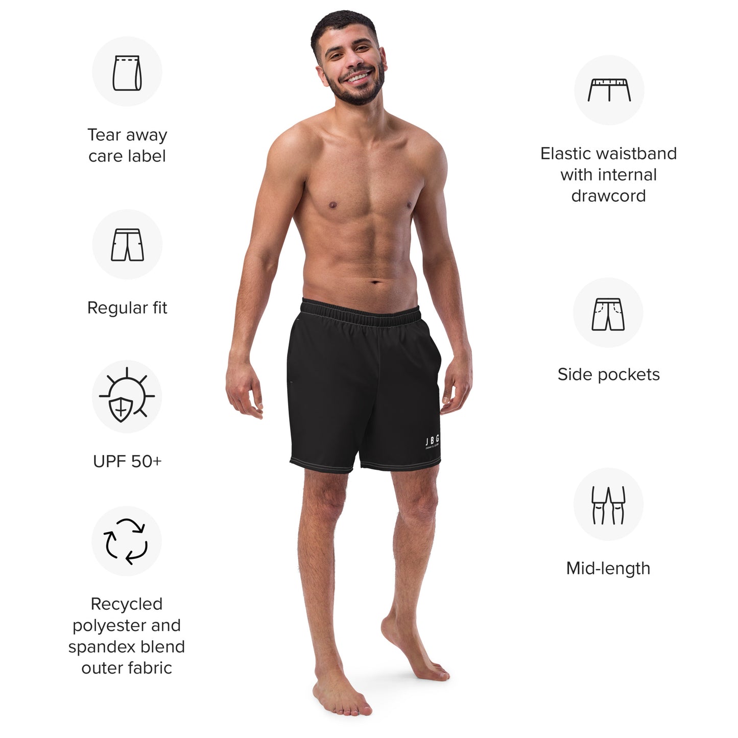 Men's Classic Black swim trunks