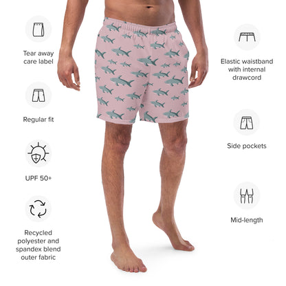 Men's Pink Sharks swim trunks