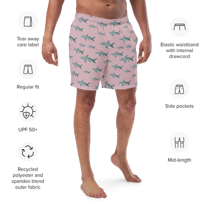 Men's Pink Sharks swim trunks