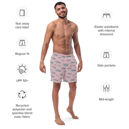 Men's Pink Sharks Swim Trunks