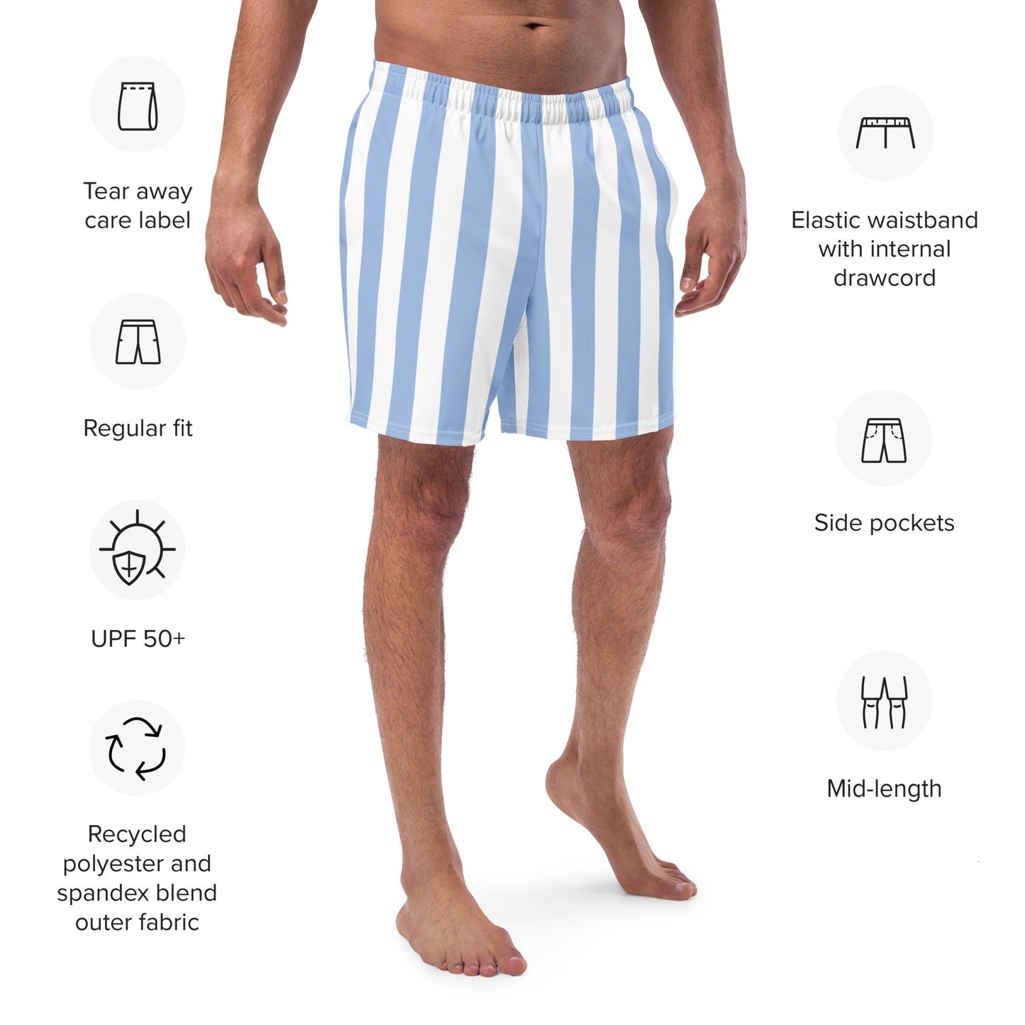 Men's Light Blue Stripes swim trunks