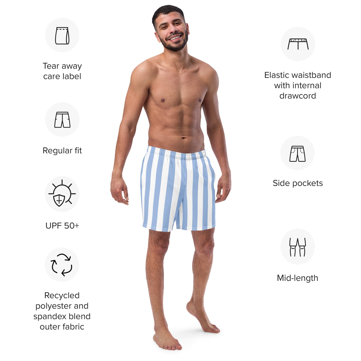 Men's Light Blue Stripes swim trunks