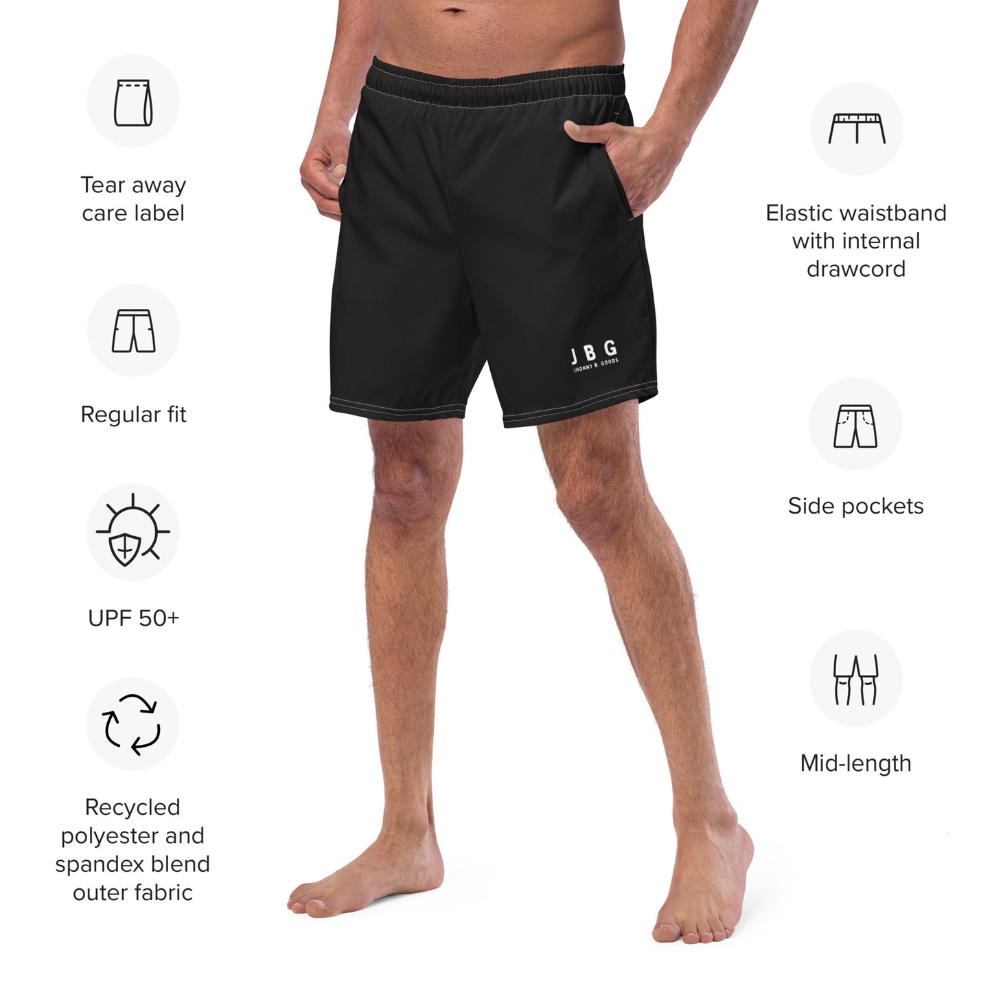 Men's Classic Black swim trunks