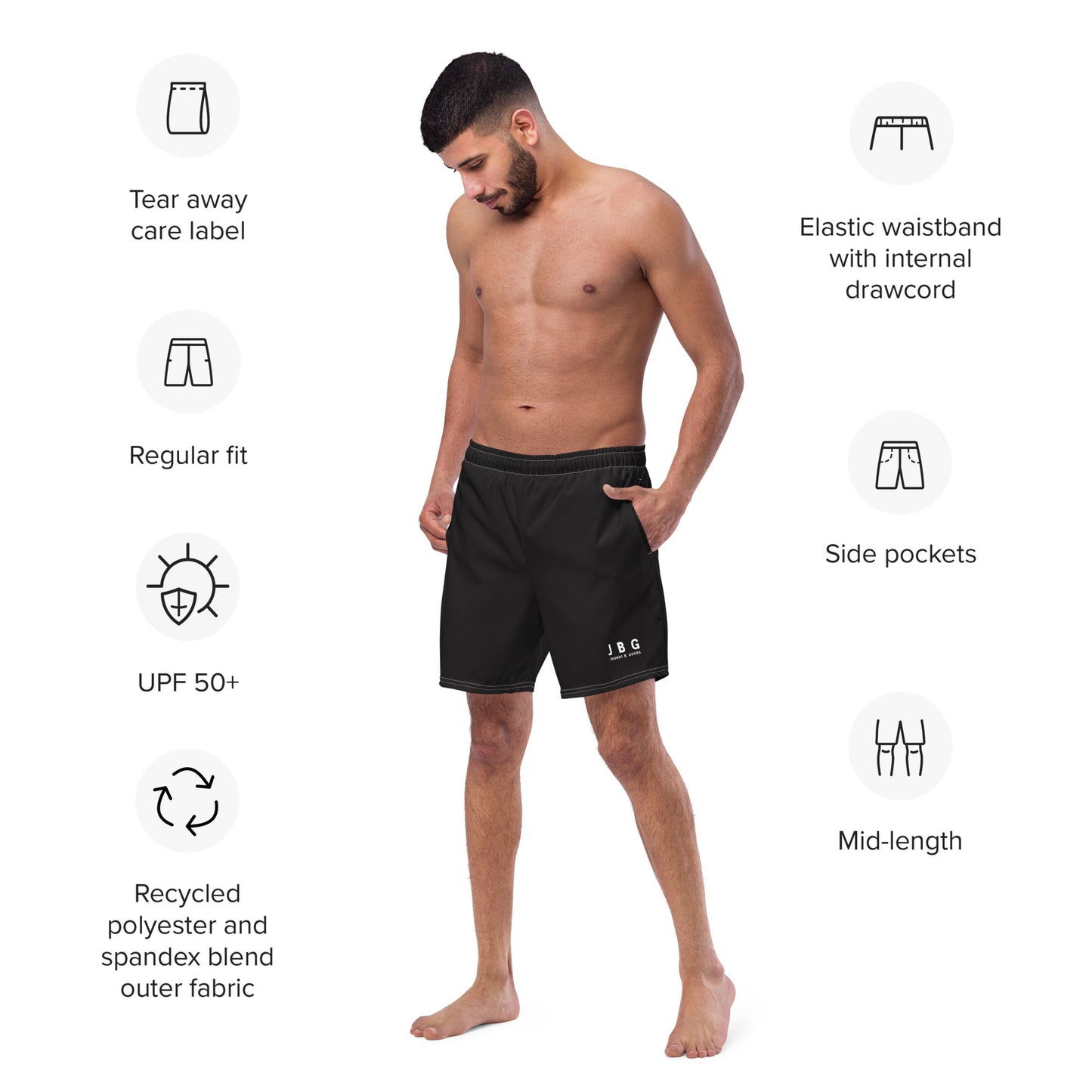 Men's Classic Black swim trunks