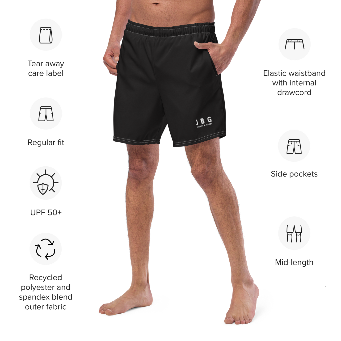 Men's Black Classic swim trunks