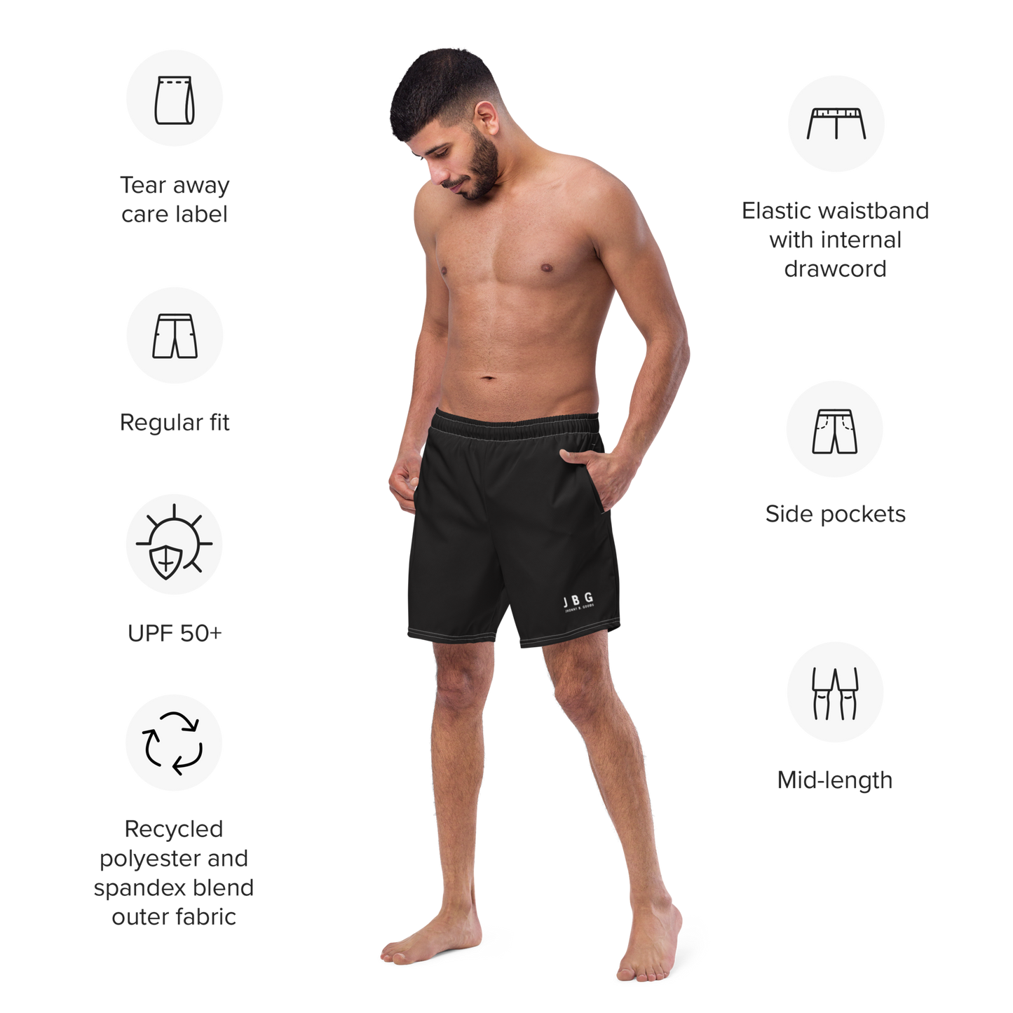 Men's Black Classic swim trunks