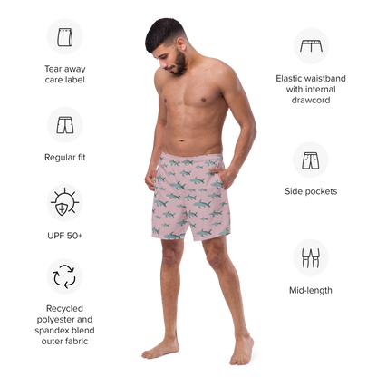 Men's Pink Sharks swim trunks