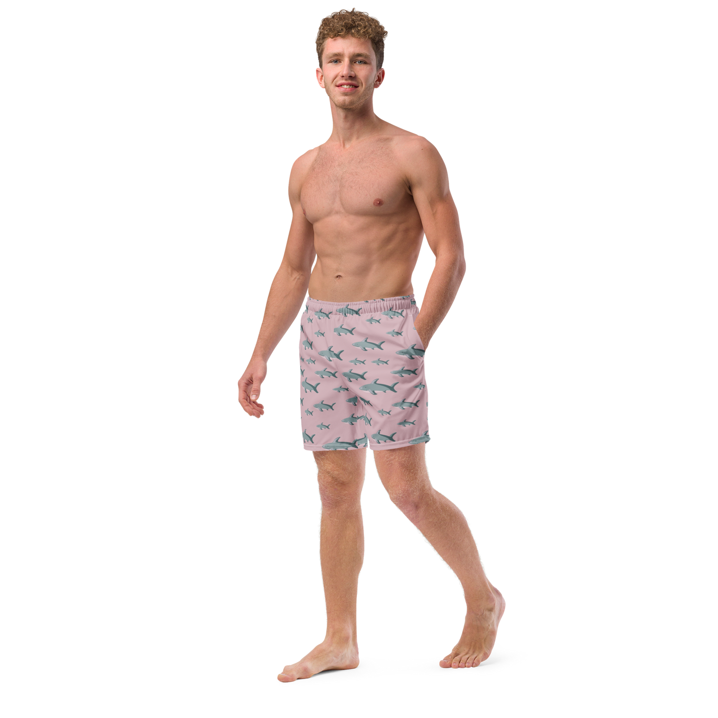 Men's Pink Sharks swim trunks