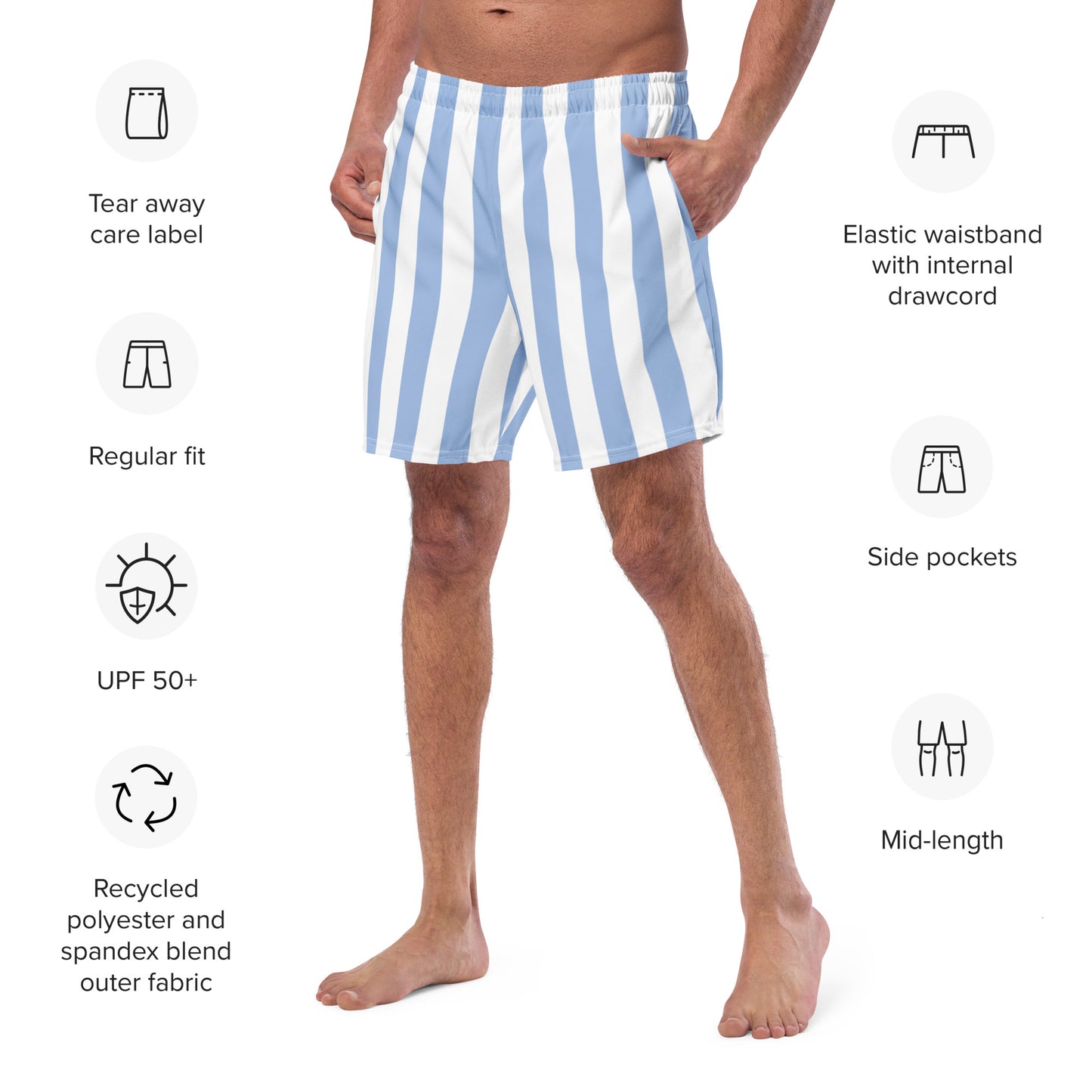 Men's Light Blue Stripes swim trunks