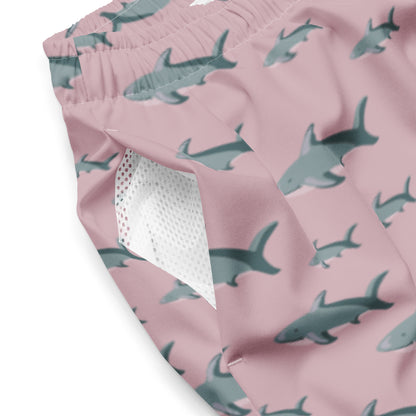 Men's Pink Sharks Swim Trunks