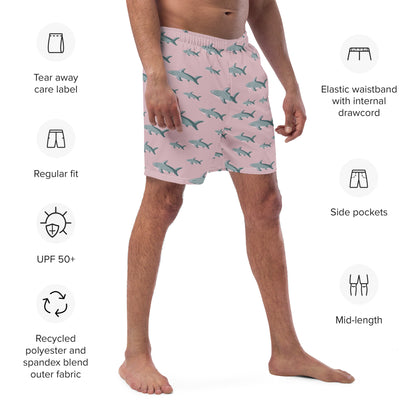 Men's Pink Sharks swim trunks