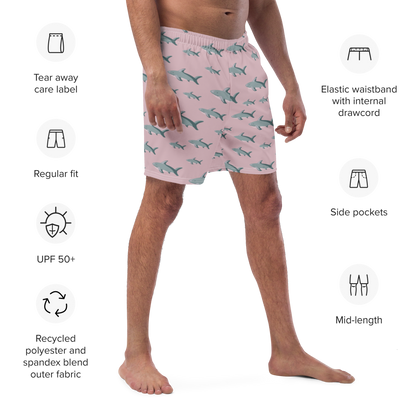 Men's Pink Sharks swim trunks