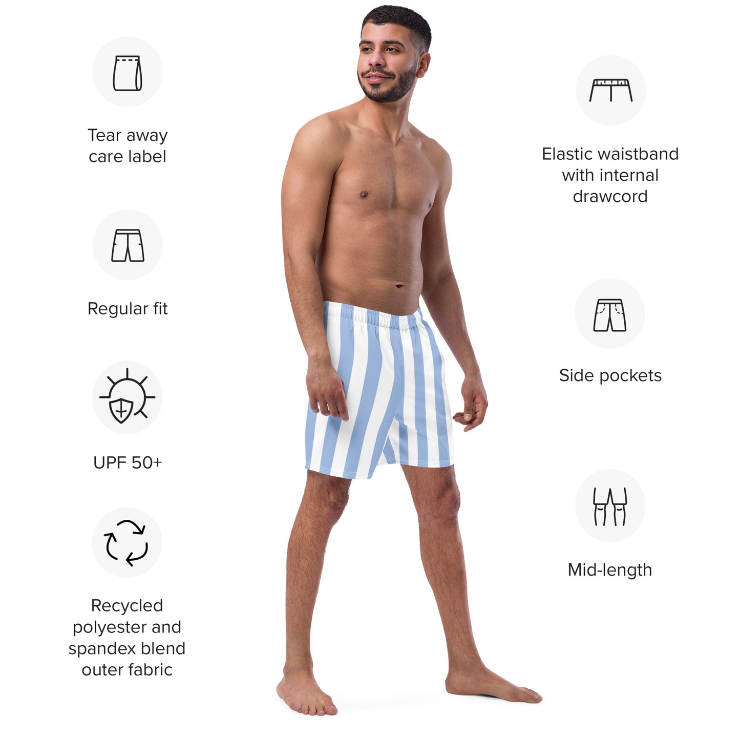 Men's Light Blue Stripes swim trunks