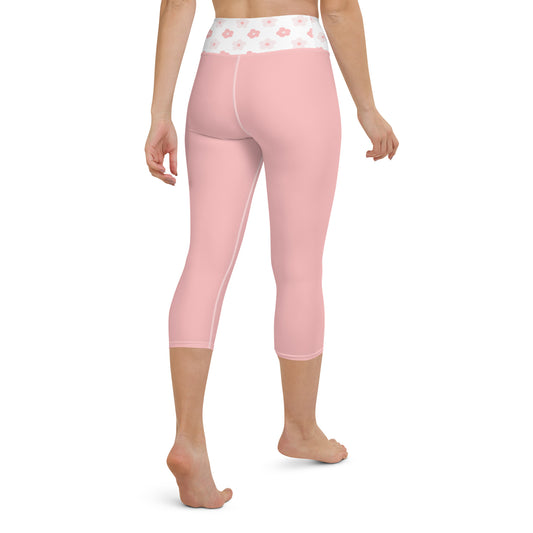 Flower Pink Yoga Capri Leggings