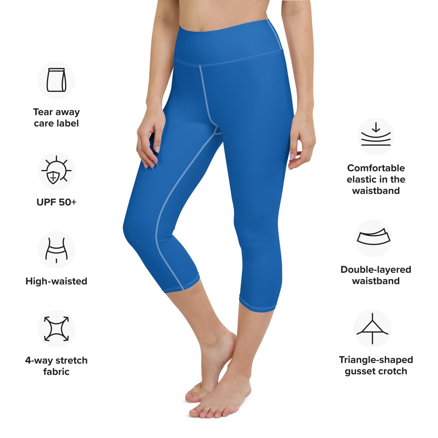 Tennis Blue Yoga Capri Leggings