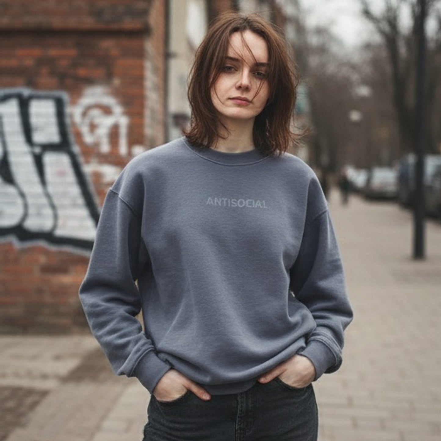 Antisocial - Women's Embroidered garment-dyed sweatshirt
