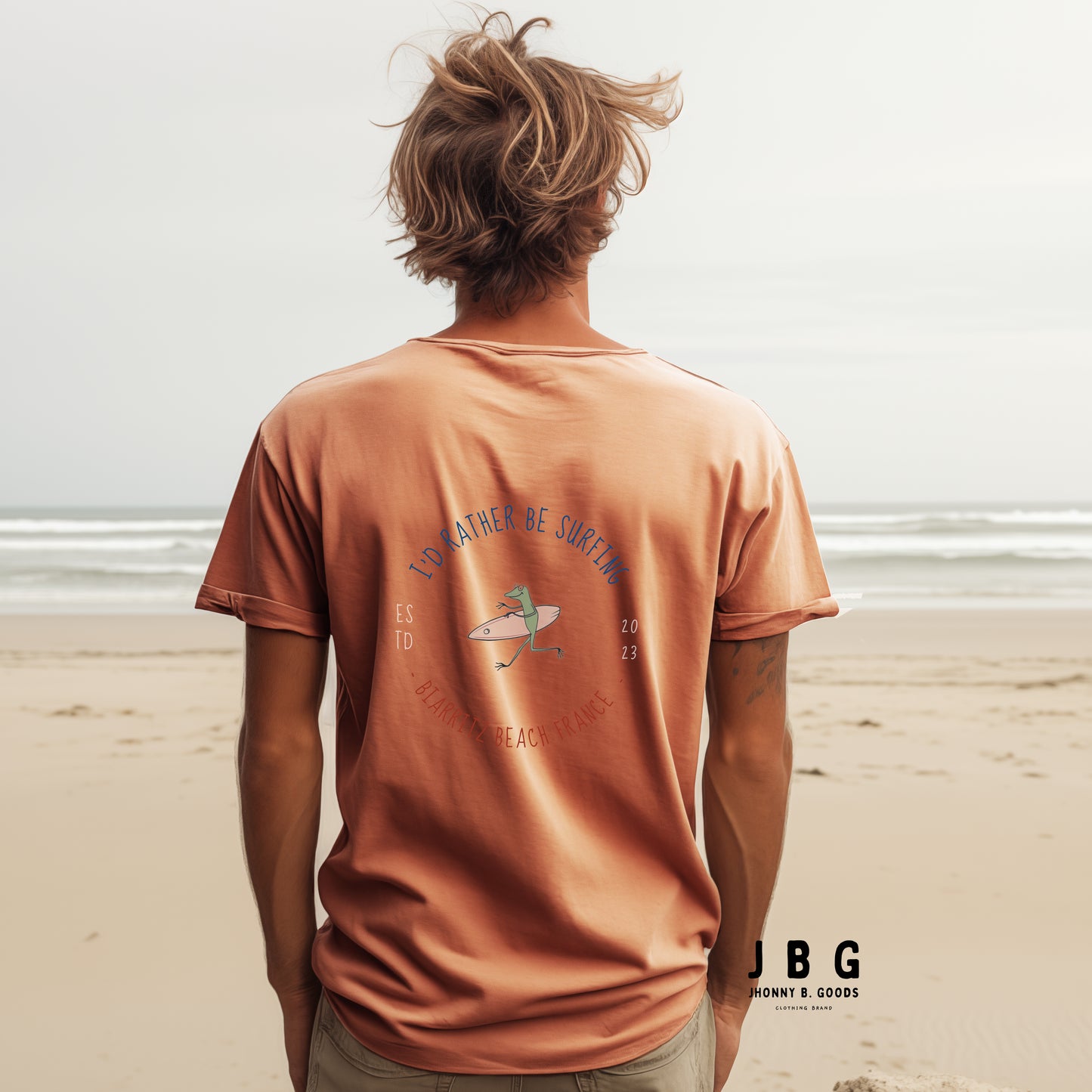 I'd Rather Be Surfing Biarritz men garment-dyed heavyweight t-shirt