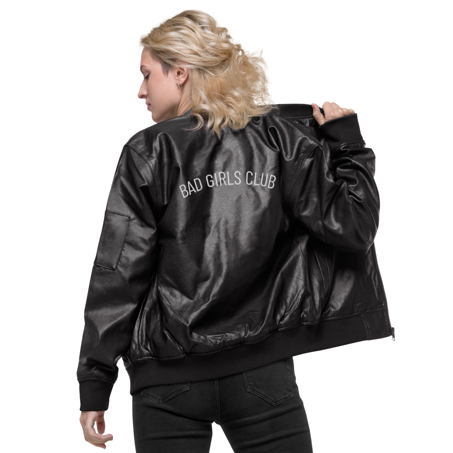 Bad Girls Club Leather Bomber Jacket