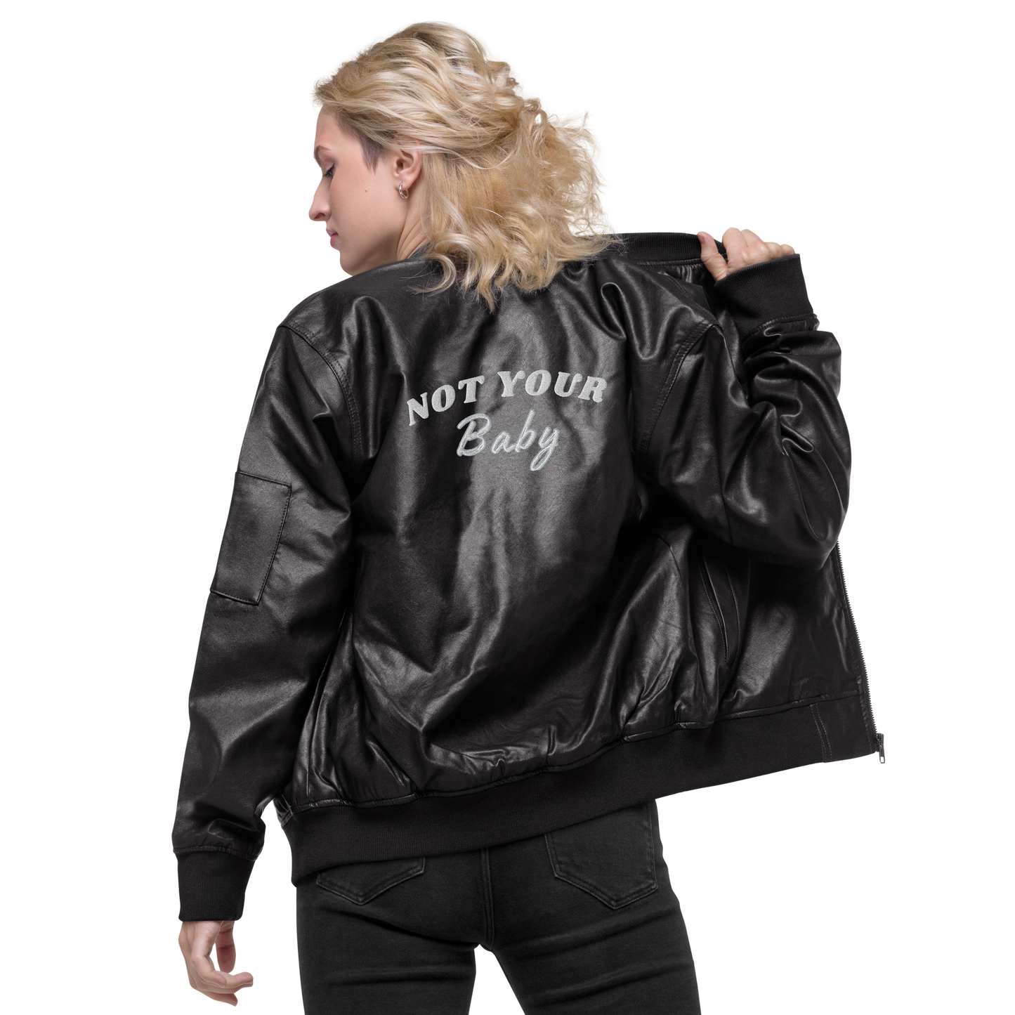 Not Your Baby Leather Bomber Jacket