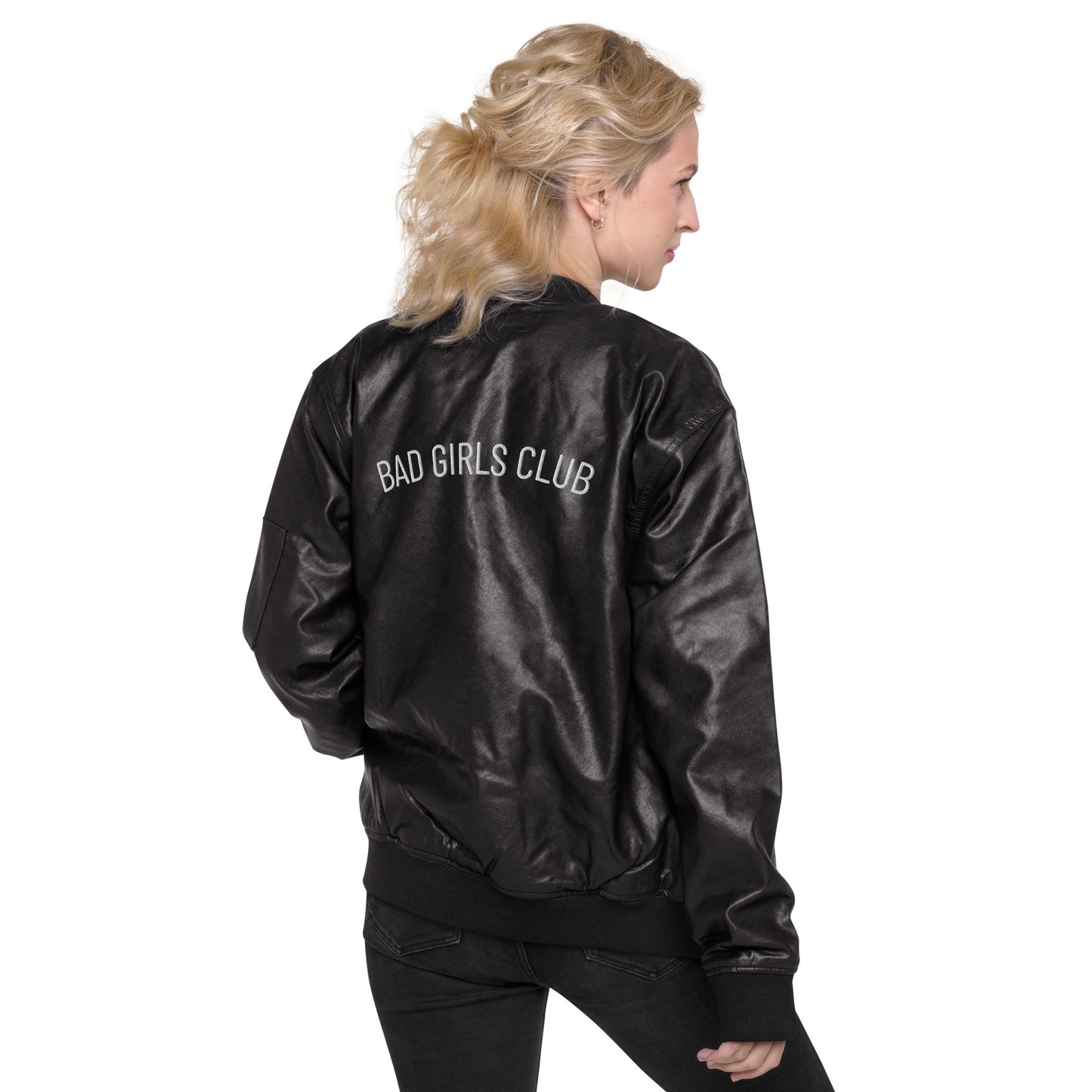 Bad Girls Club Leather Bomber Jacket