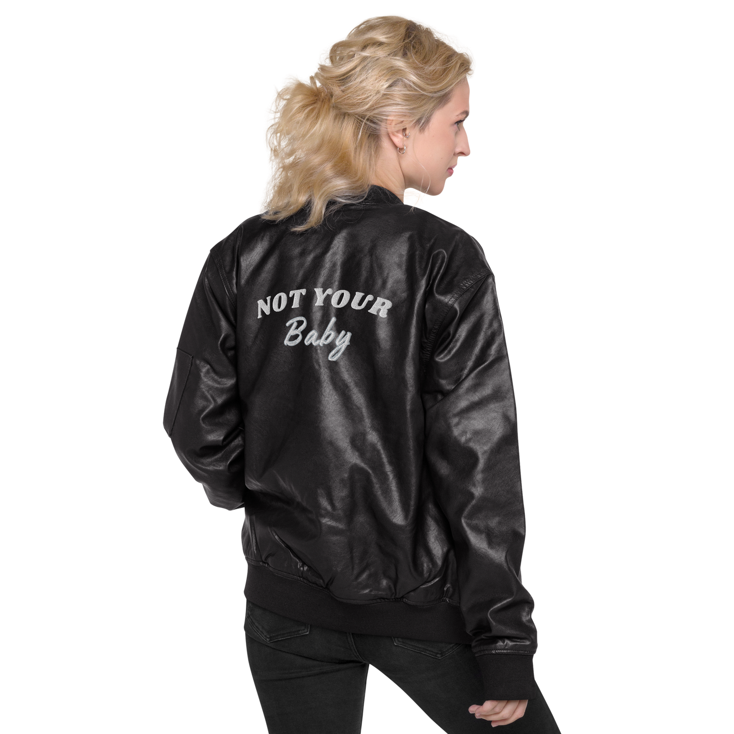 Not Your Baby Leather Bomber Jacket