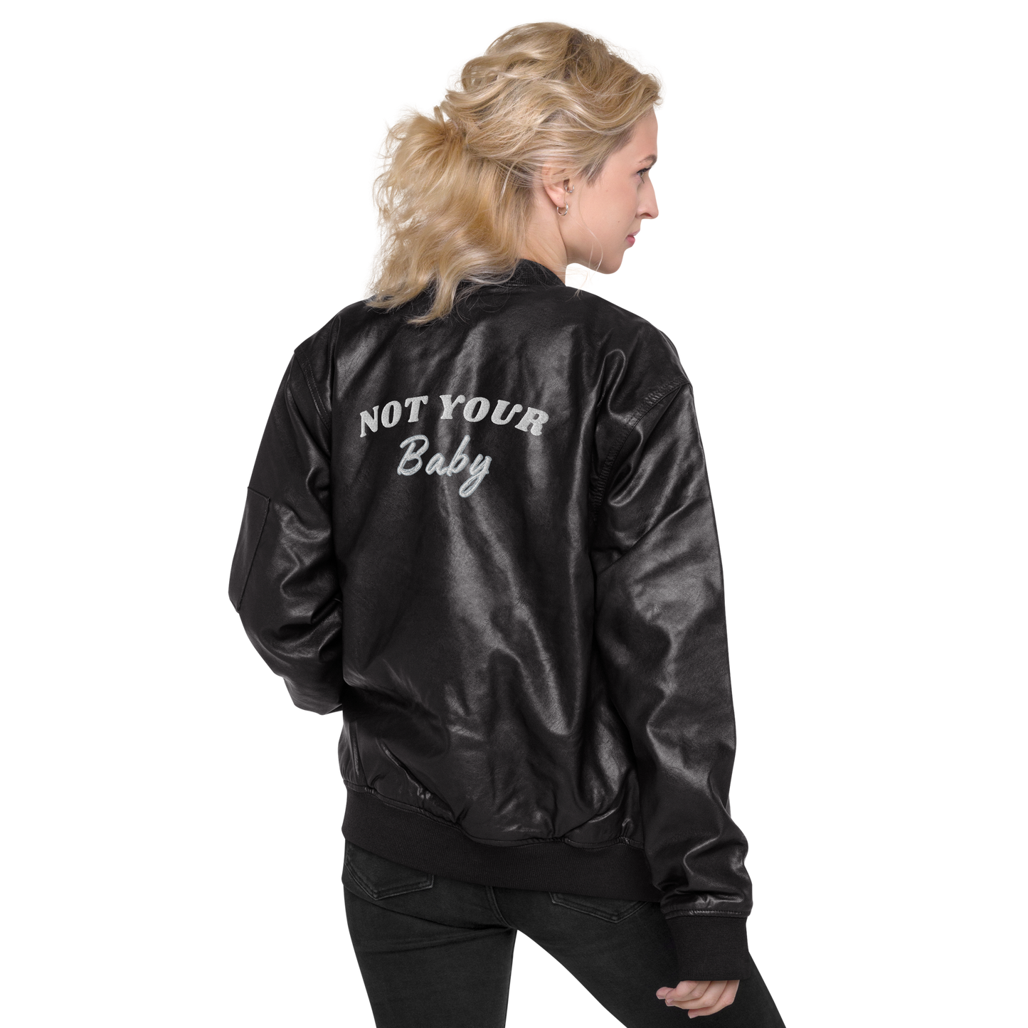 Not Your Baby Leather Bomber Jacket