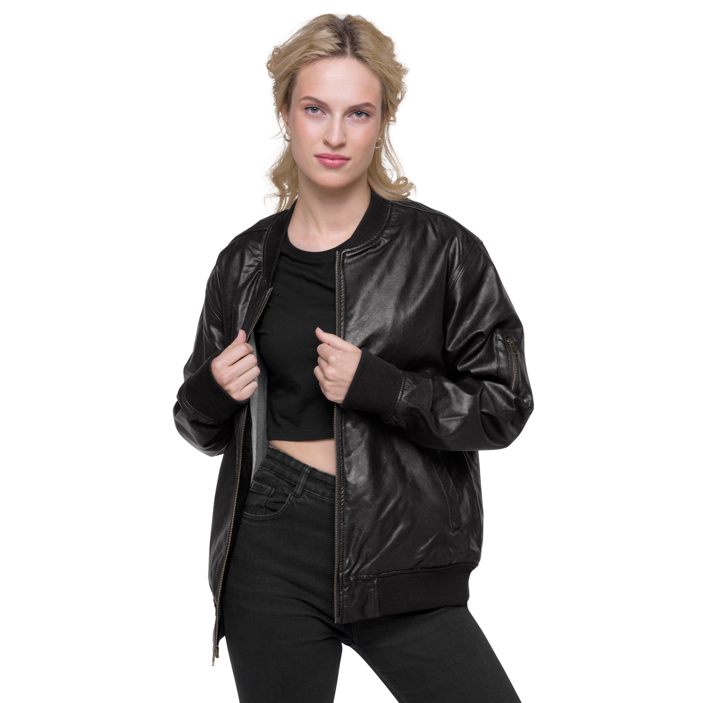 Not Your Baby Leather Bomber Jacket