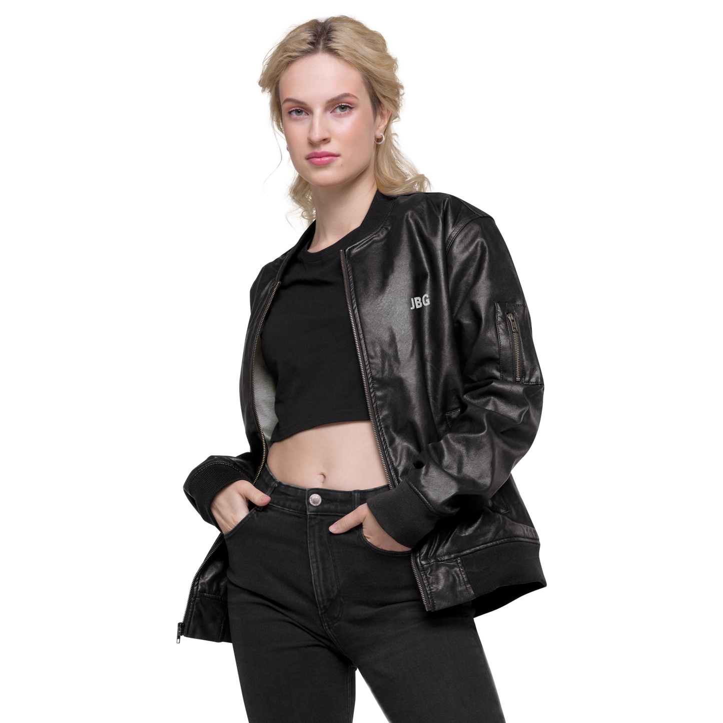 Bad Girls Club Leather Bomber Jacket