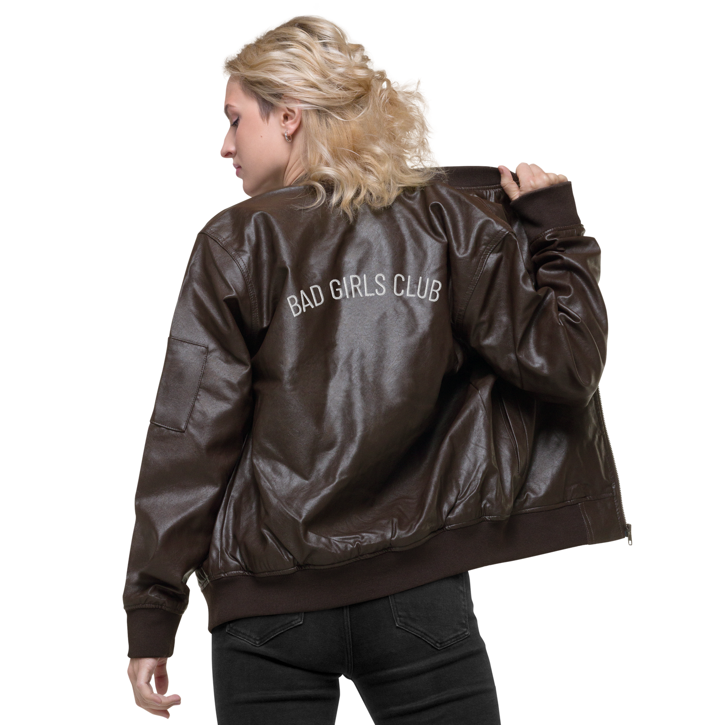 Bad Girls Club Leather Bomber Jacket