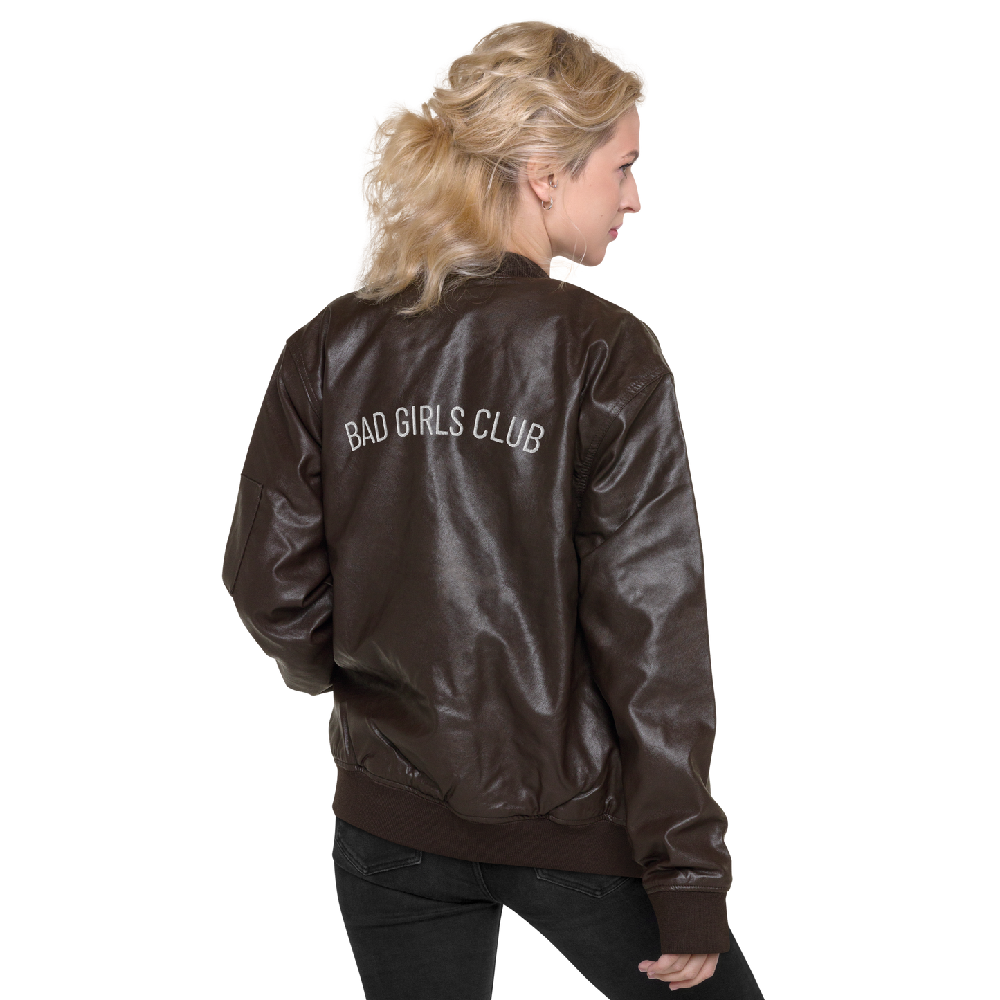 Bad Girls Club Leather Bomber Jacket