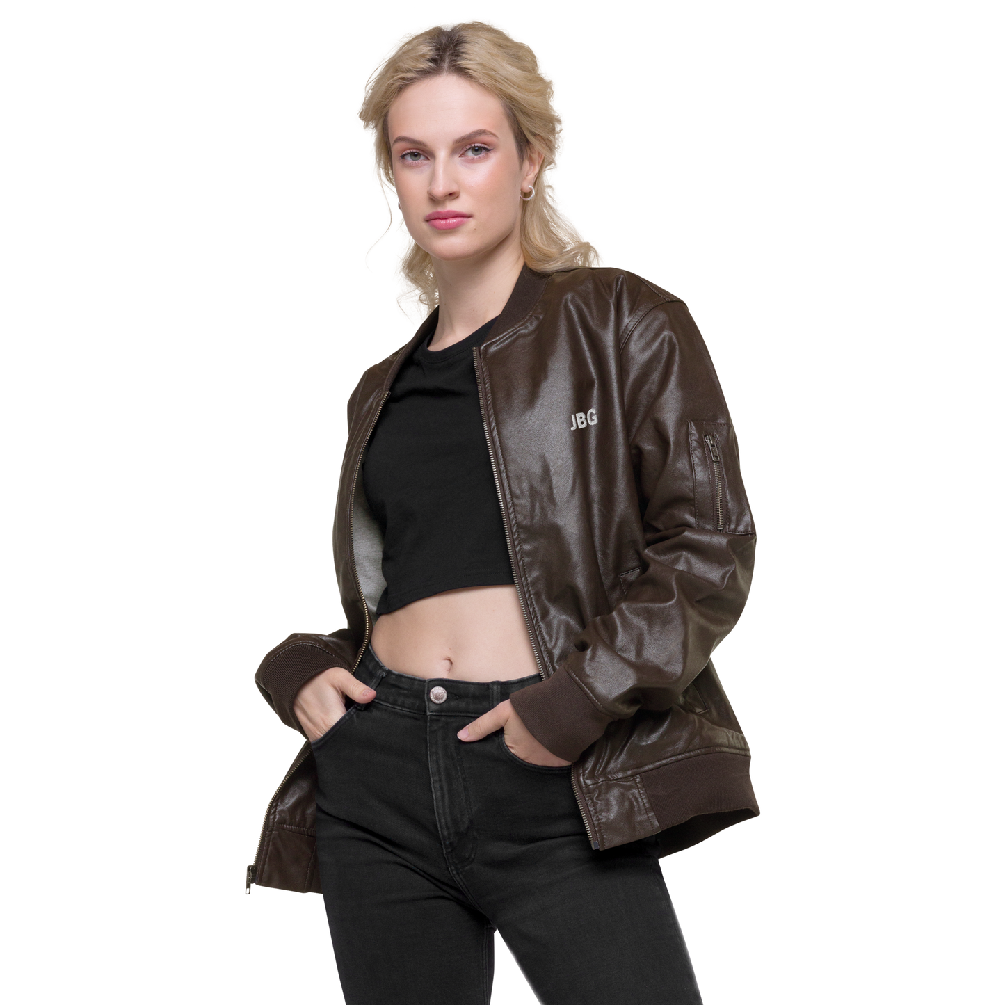 Bad Girls Club Leather Bomber Jacket