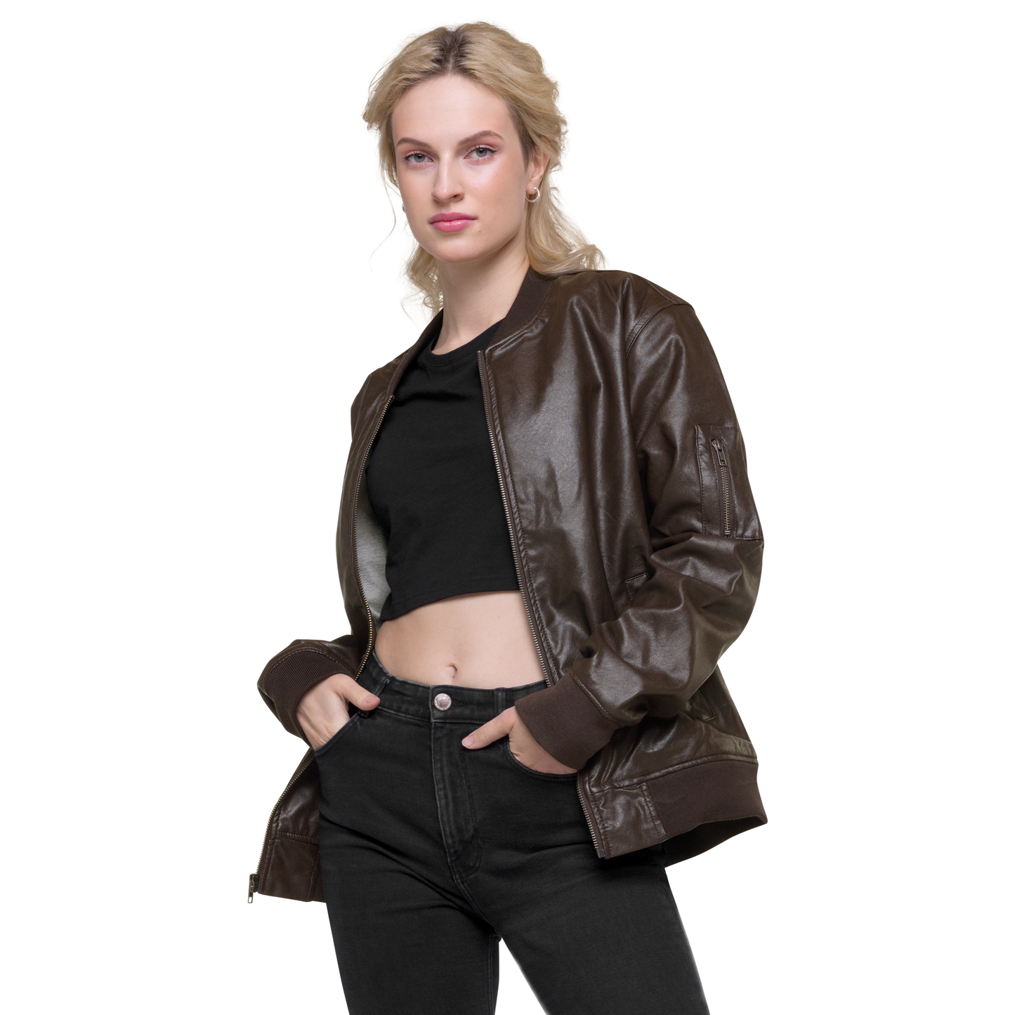 Not Your Baby Leather Bomber Jacket