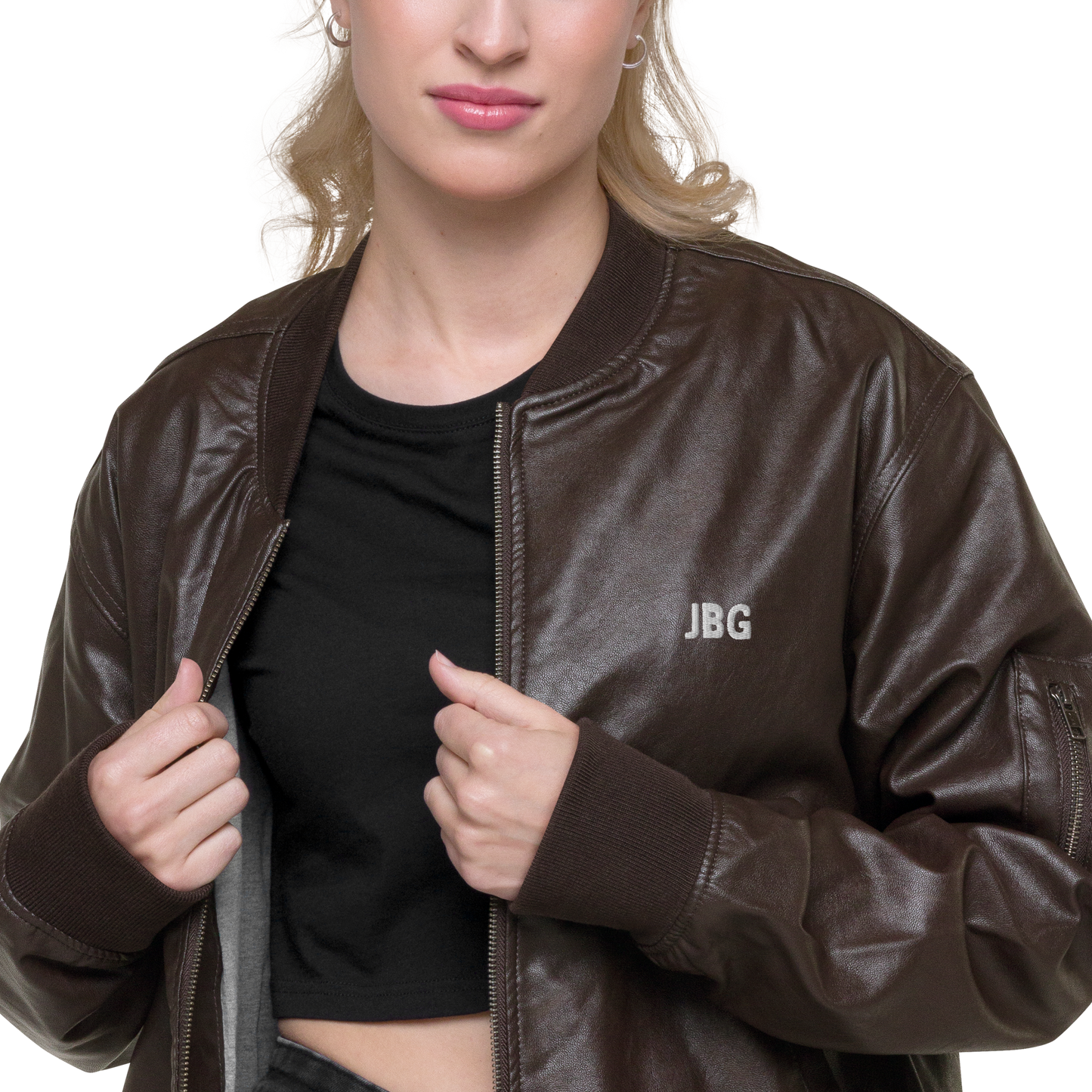 Bad Girls Club Leather Bomber Jacket