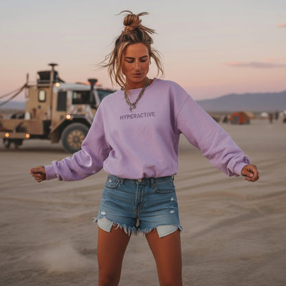 Hyperactive - Women's embroiderd vintage washed sweatshirt