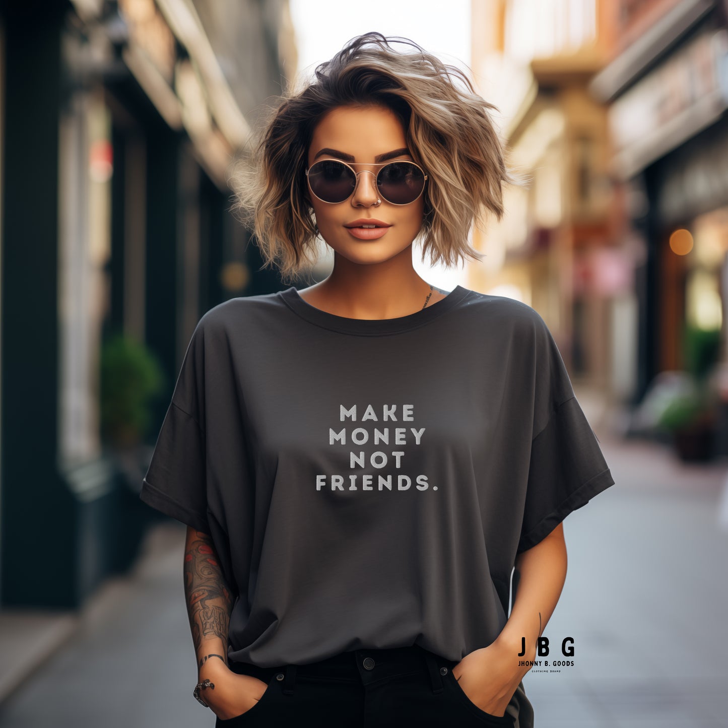 Make Money Not Friends Oversized faded t-shirt