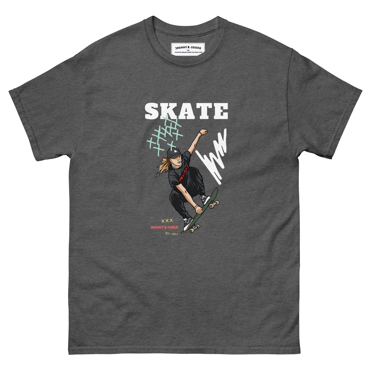 grey skateboarding t-shirt