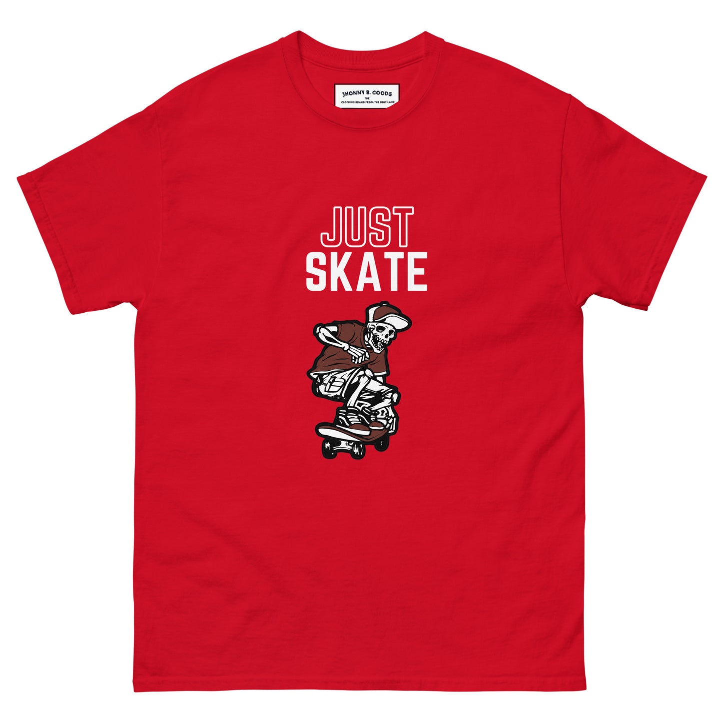 just skate red tee skating shirt