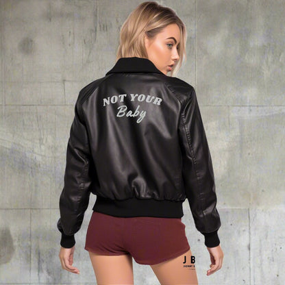 Not Your Baby Leather Bomber Jacket