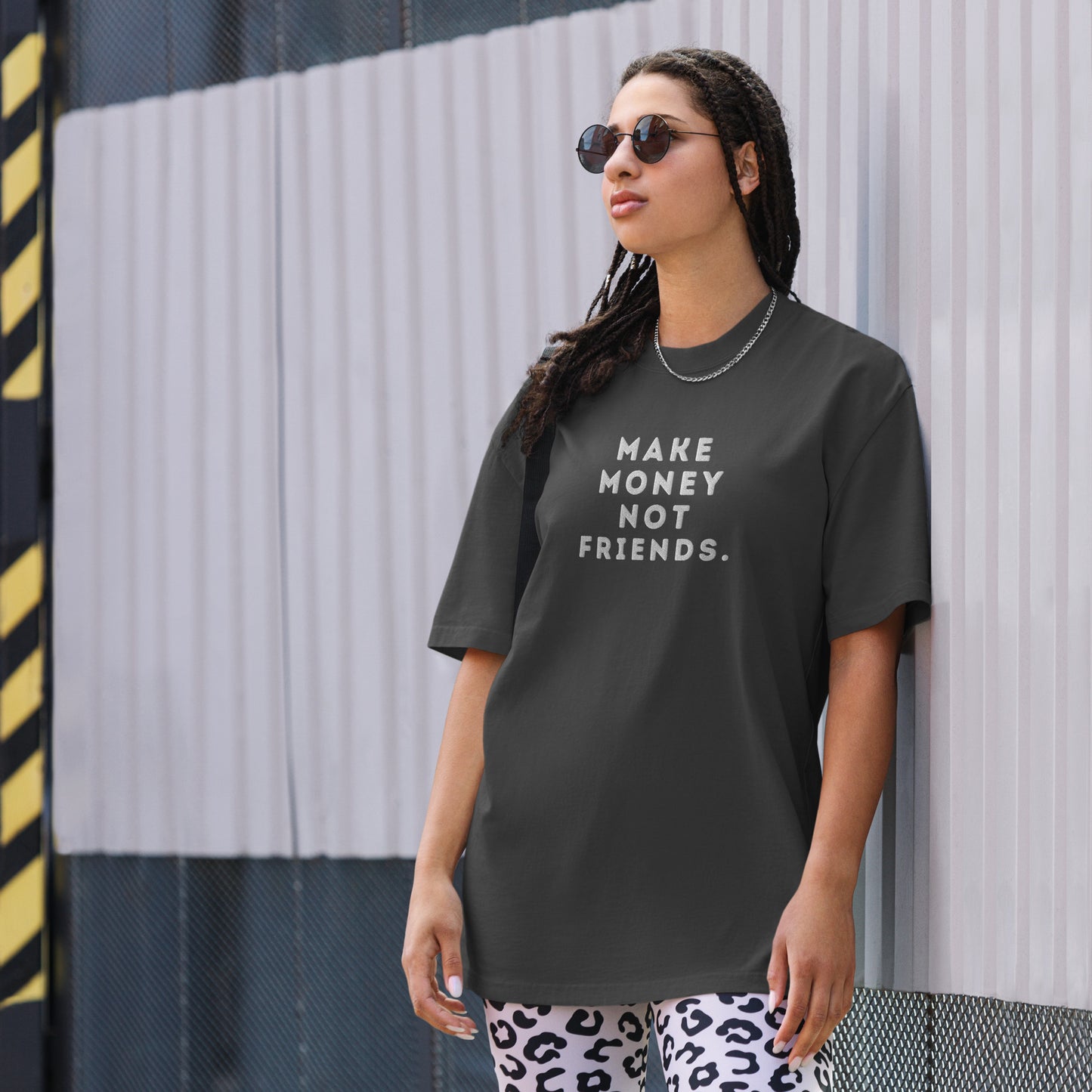 Make Money Not Friends Oversized faded t-shirt