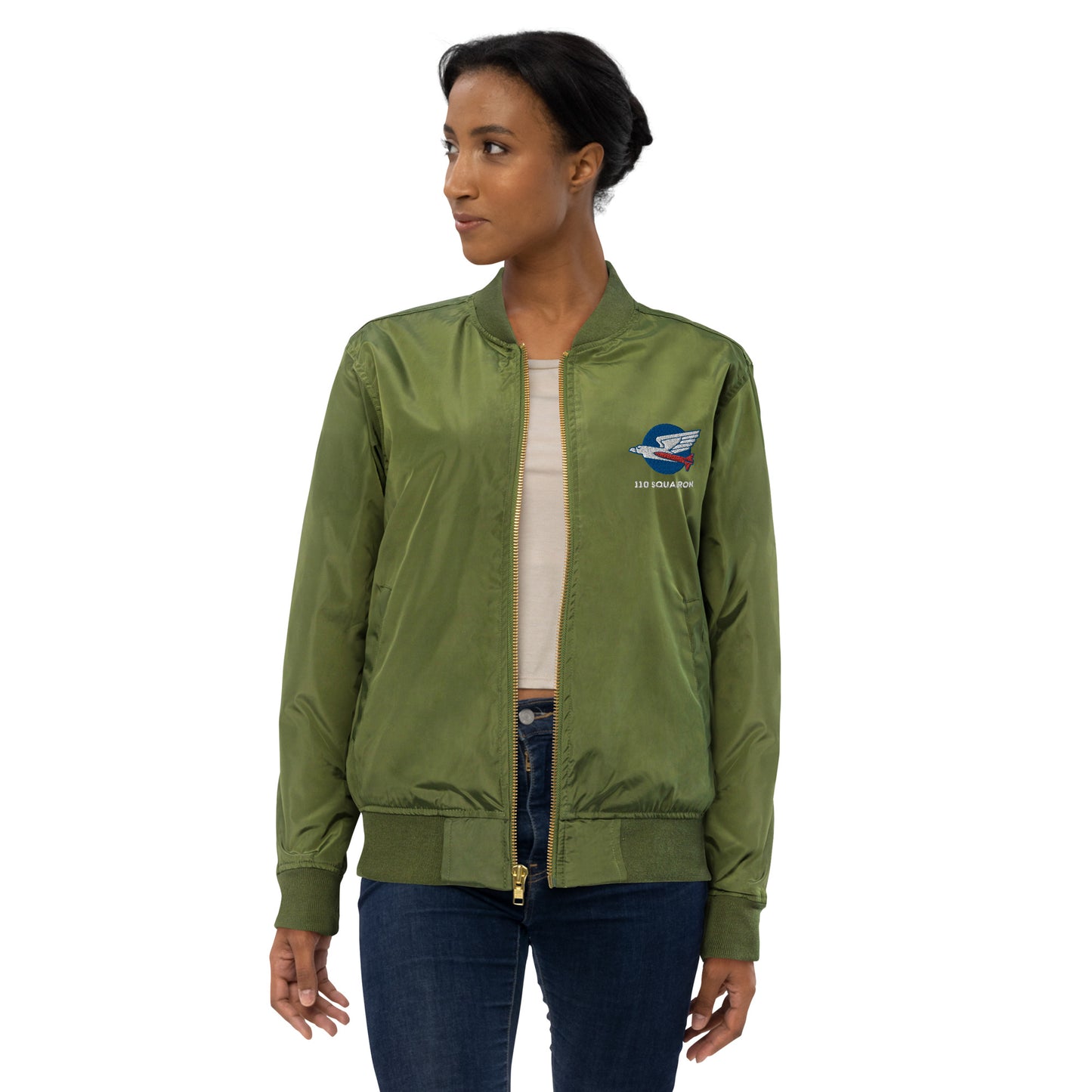 110 f-16 kniths of the north squadron Premium recycled bomber jacket