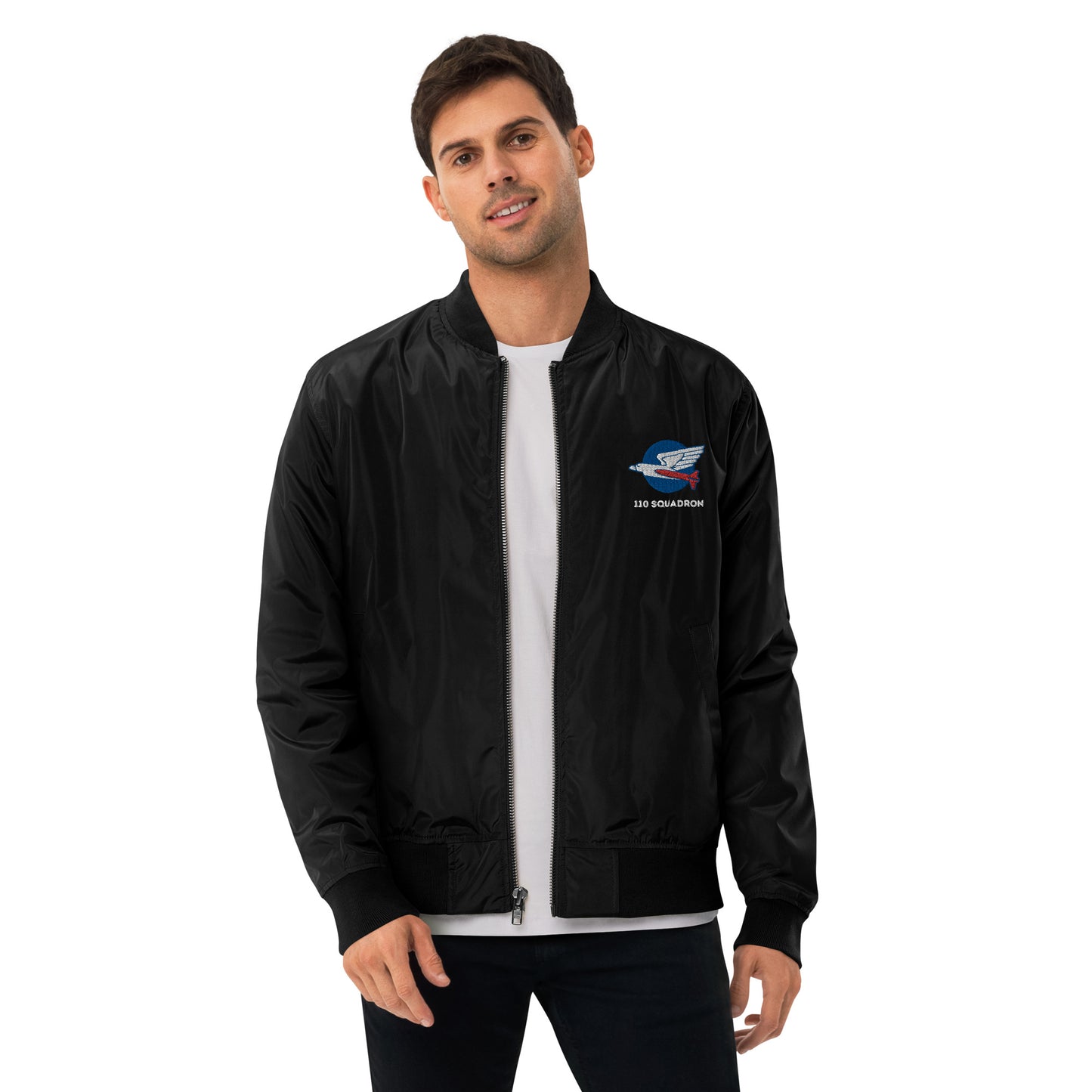 110 f-16 kniths of the north squadron Premium recycled bomber jacket