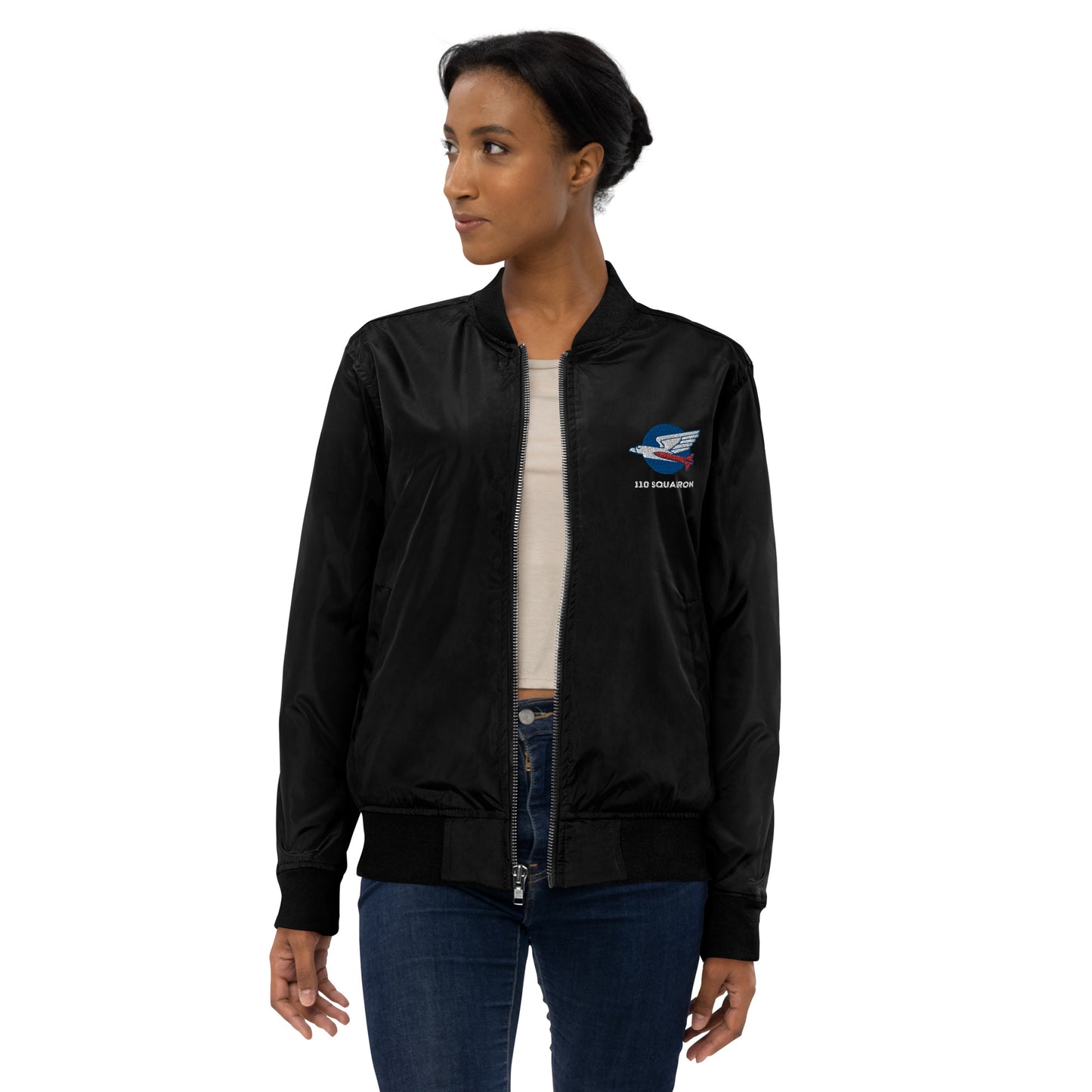 110 f-16 kniths of the north squadron Premium recycled bomber jacket