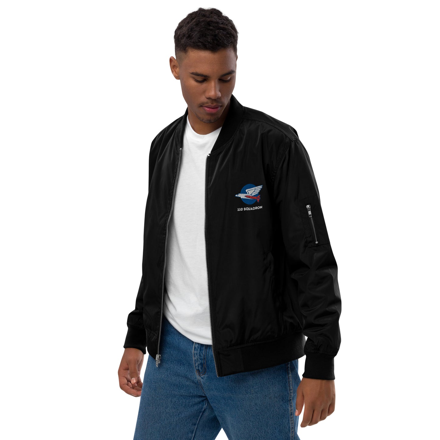 110 f-16 kniths of the north squadron Premium recycled bomber jacket