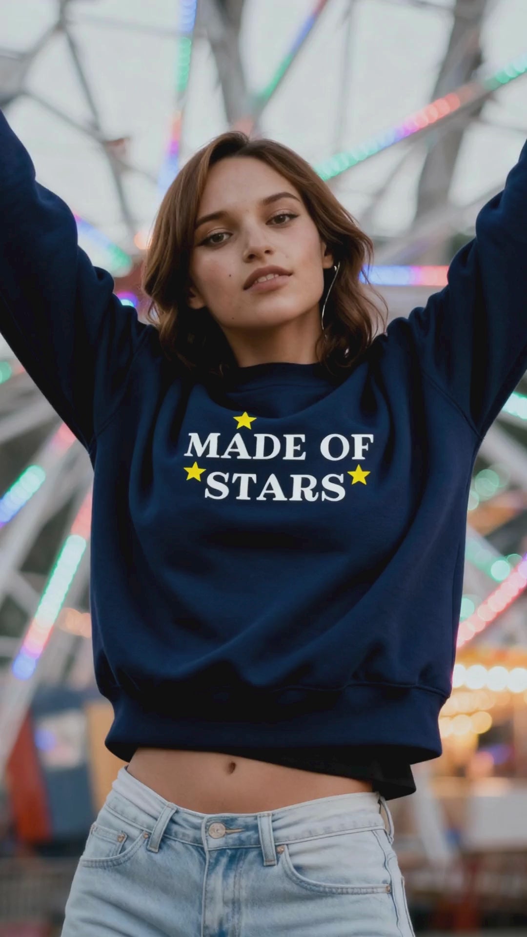 young woman wearing JBG Embroiderd sweatshirt 