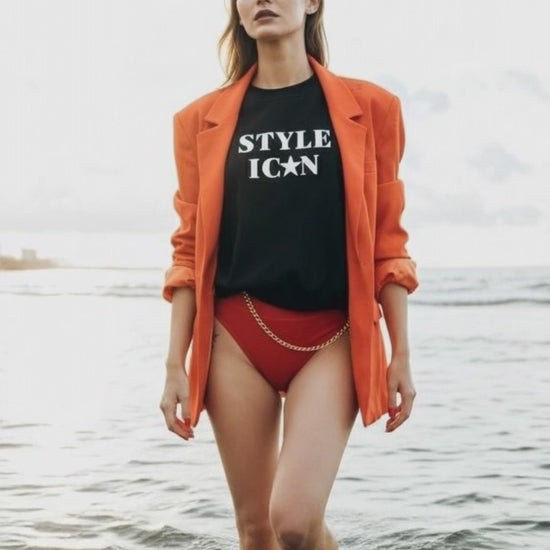 model walking the runway in the water style icon